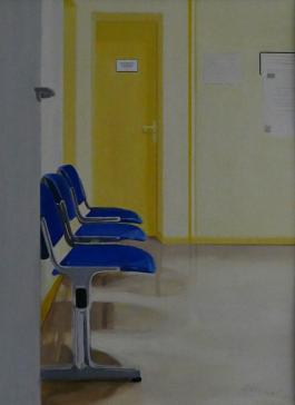 Anthony Vérot, Salle d'attente, 2016, papier, gouache 65x50 cm. Crédit photo l'artiste.