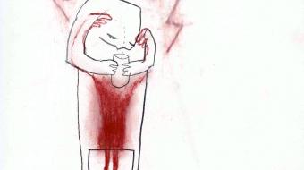 Jesse Darling, Help holding the pain cup, crayon sur papier, 2017 ©Jesse Darling