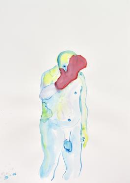 Vincent Gicquel, "C’est pas grave #6", aquarelle sur papier, 110 x 75 cm, 2018 production : La Criée centre d’art contemporain, Rennes courtesy de l’artiste et de la galerie Thomas Bernard – Cortex Athletico, Paris photo : Rebecca Fanuele
