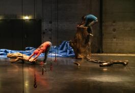 Jocelyn Cottencin & Emmanuelle Huynh / Plateforme Múa, Nous venons de trop loin pour oublier qui nous sommes, 2019. Performance au LiFE, Saint-Nazaire, programmation hors les murs du Grand Café – centre d’art contemporain. © Jocelyn Cottencin, ADAGP, Paris, 2019. Photographie Marc Domage.