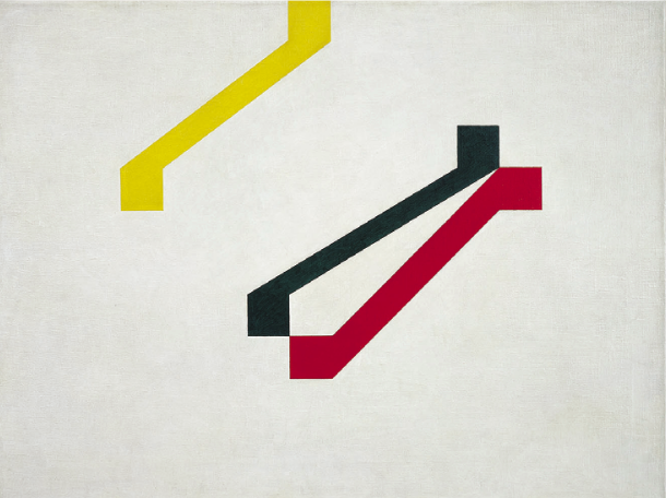 Camille Graeser, Musikale Valenz, 1950 huile sur toile 54,5 × 72,5 cm Inv FNAC 02-1224. Centre national des arts plastiques Donation Albers-Honegger — Espace de l’Art Concret © photo droits réservés © Adagp, Paris 2022