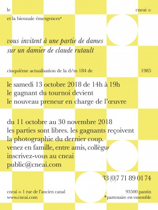 Claude Rutault, Partie de Dames (d/m 184), affiche, 2018, production cneai = Claude Rutault, Partie de Dames (d/m 184), affiche, 2018, production cneai =