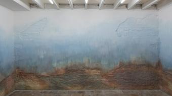 Flora Moscovici, Coma Coloris Vif. Pigments et liant acrylique sur murs. Exposition personnelle, Maison Salvan, 2018. Photo Yohann Gozard.